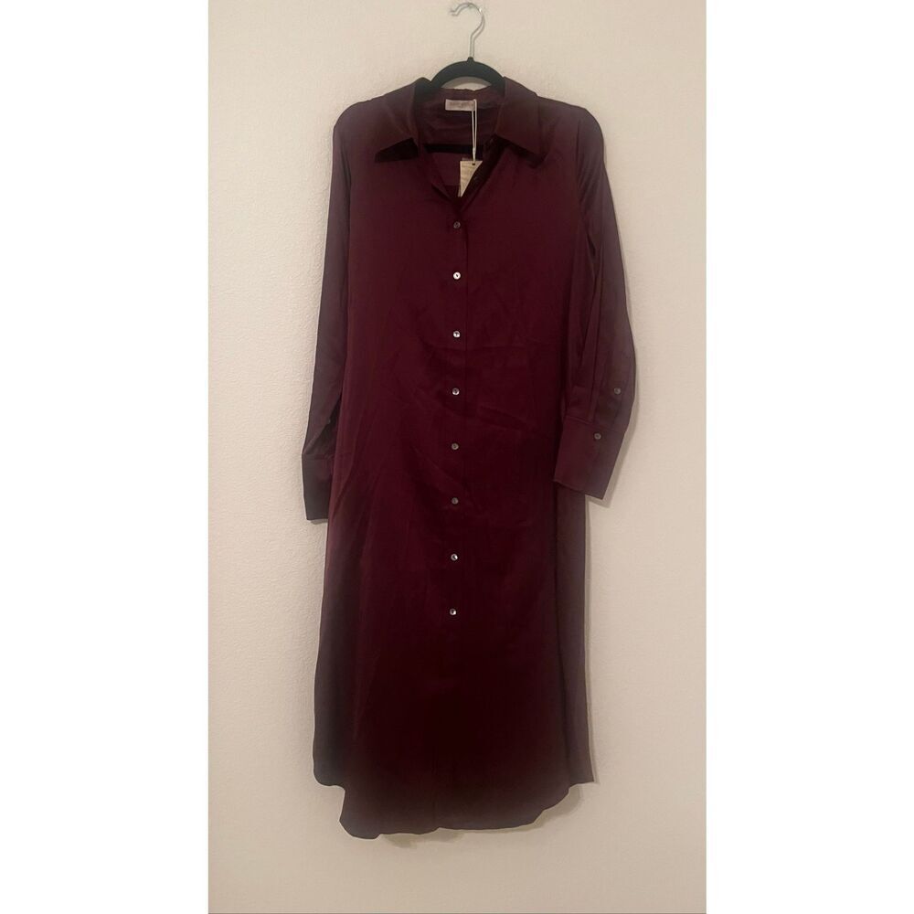 Ramy Brook Victoria Stretch Silk Tie-Waist Shirtdress NEW NWT